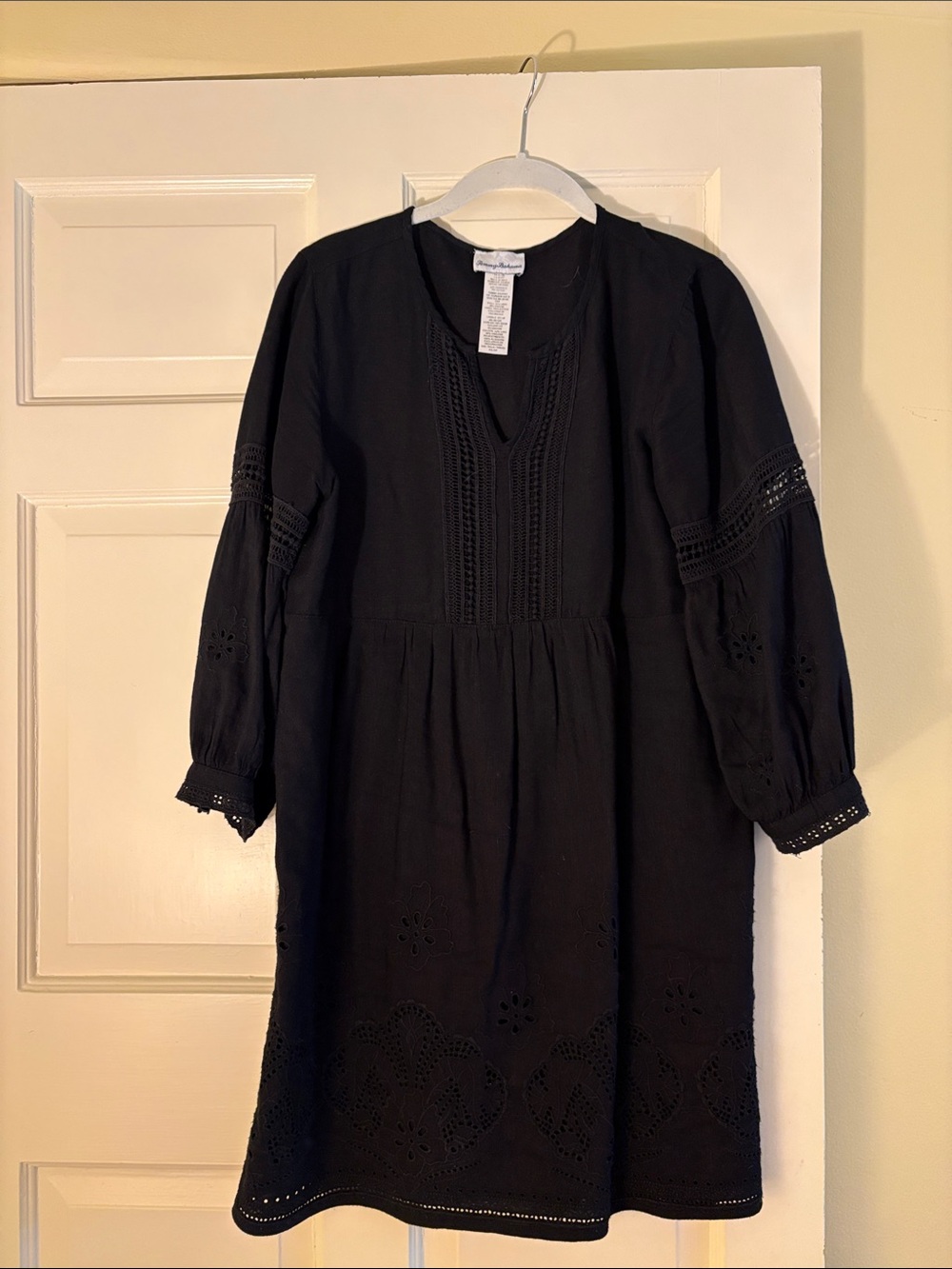 Tommy Bahama Black Eyelet Tunic Dress or beach coverup